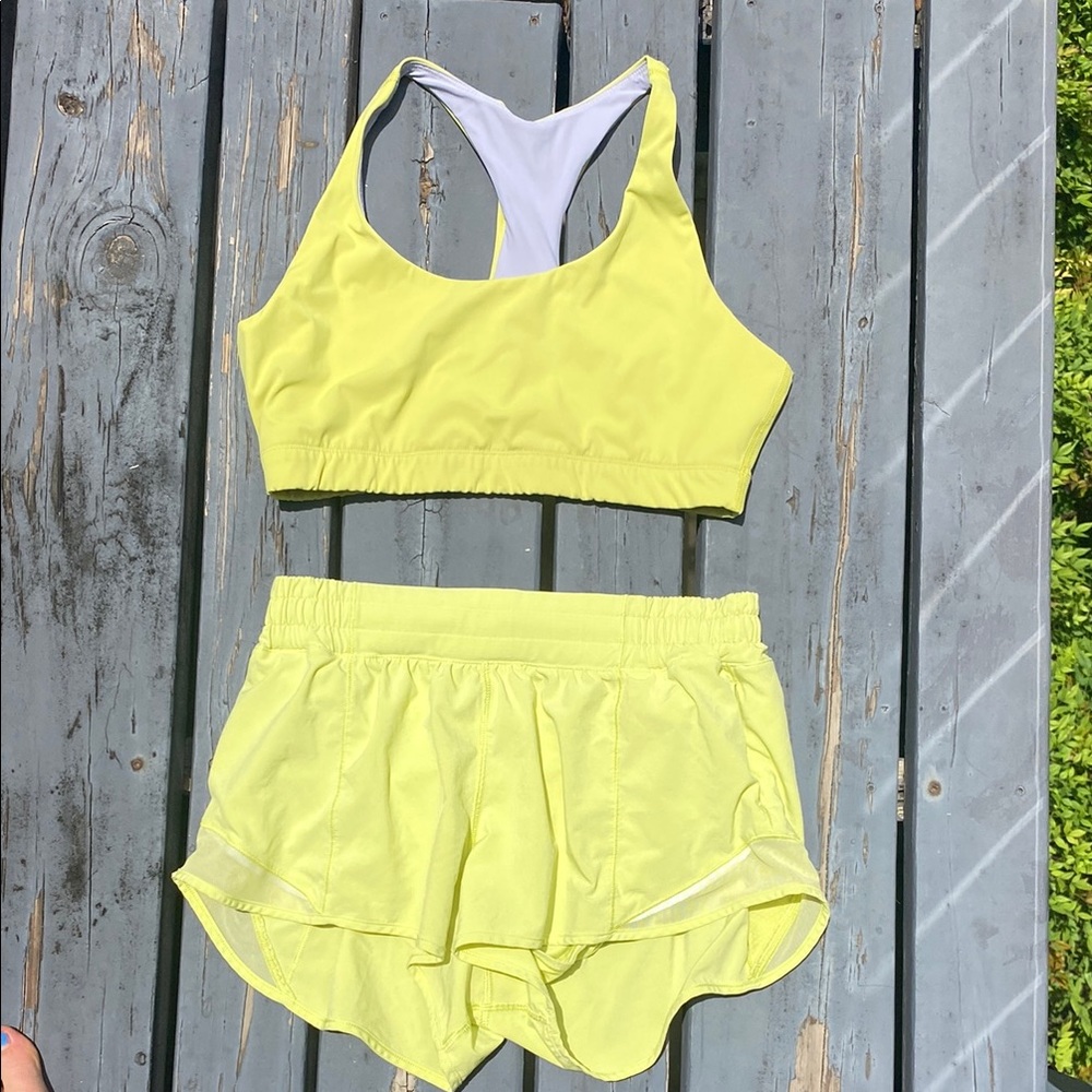 SET lululemon hotty hot shorts 2.5 and outdoor voices Sports Bra and Shorts Set